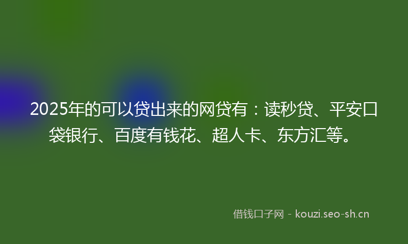 2025年的可以贷出来的网贷有：读秒贷、平安口袋银行、百度有钱花、超人卡、东方汇等。