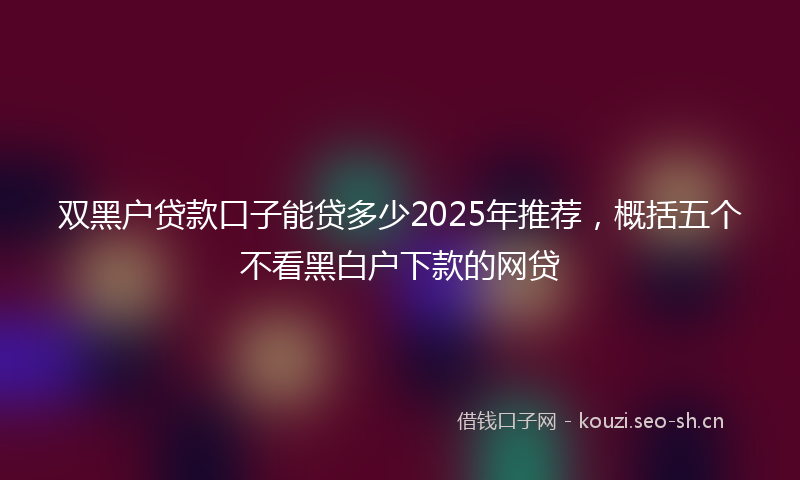 双黑户贷款口子能贷多少2025年推荐，概括五个不看黑白户下款的网贷