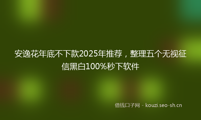 安逸花年底不下款2025年推荐,整理五个无视征信黑白100%秒下软件