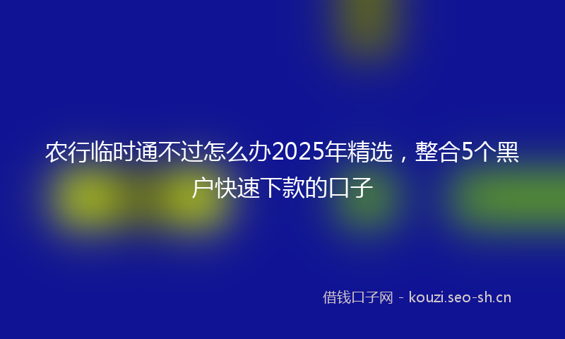 农行临时通不过怎么办2025年精选，整合5个黑户快速下款的口子