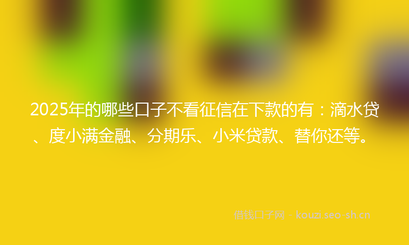 2025年的哪些口子不看征信在下款的有：滴水贷、度小满金融、分期乐、小米贷款、替你还等。