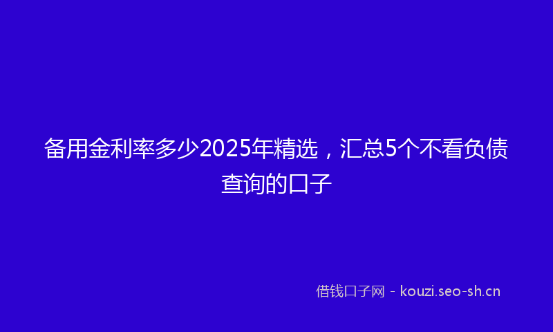 备用金利率多少2025年精选，汇总5个不看负债查询的口子