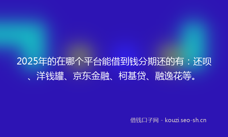 2025年的在哪个平台能借到钱分期还的有：还呗、洋钱罐、京东金融、柯基贷、融逸花等。