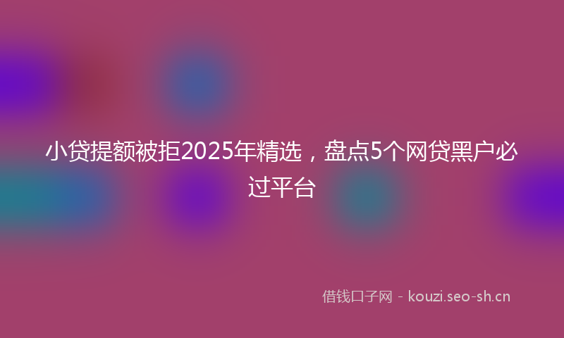 小贷提额被拒2025年精选，盘点5个网贷黑户必过平台