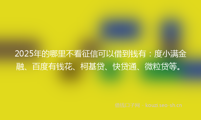 2025年的哪里不看征信可以借到钱有:度小满金融、百度有钱花、柯基贷、快贷通、微粒贷等。