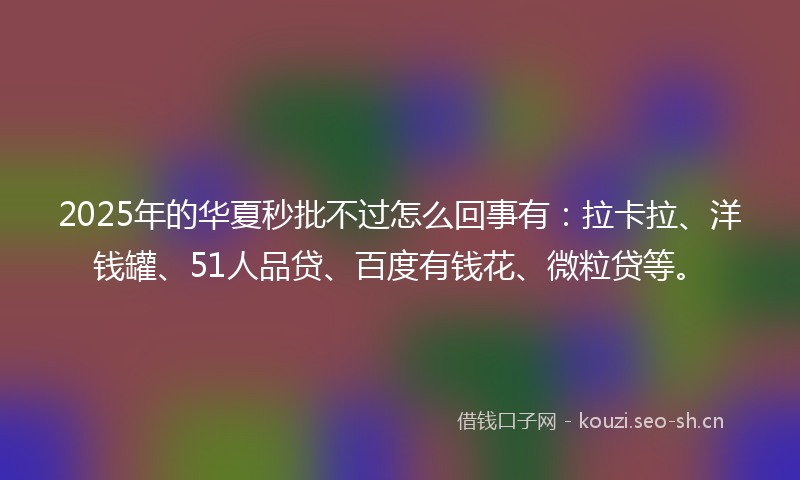 2025年的华夏秒批不过怎么回事有:拉卡拉、洋钱罐、51人品贷、百度有钱花、微粒贷等。
