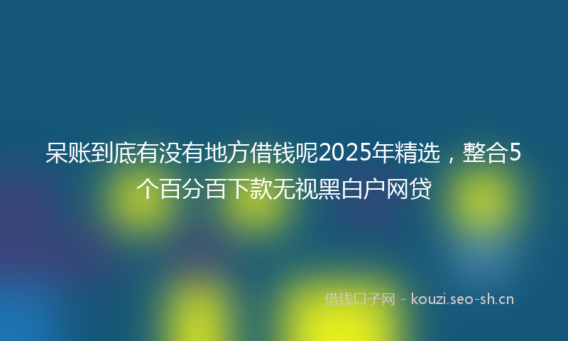 呆账到底有没有地方借钱呢2025年精选，整合5个百分百下款无视黑白户网贷
