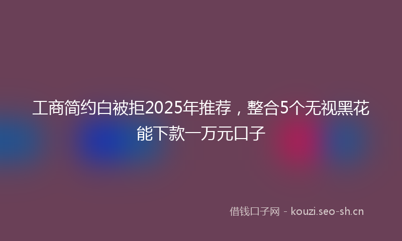 工商简约白被拒2025年推荐，整合5个无视黑花能下款一万元口子