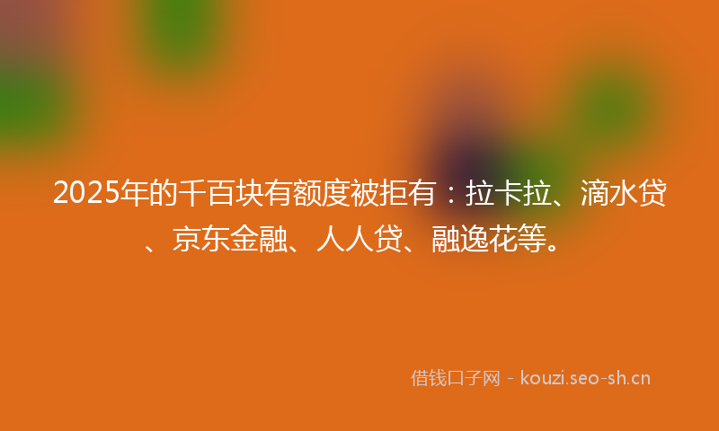 2025年的千百块有额度被拒有：拉卡拉、滴水贷、京东金融、人人贷、融逸花等。