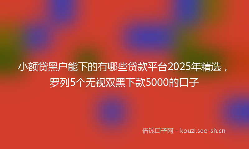 小额贷黑户能下的有哪些贷款平台2025年精选，罗列5个无视双黑下款5000的口子