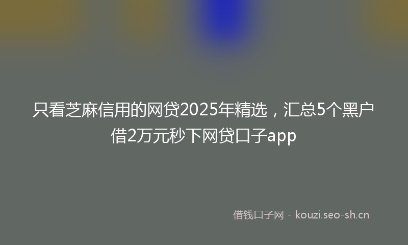 只看芝麻信用的网贷2025年精选，汇总5个黑户借2万元秒下网贷口子app