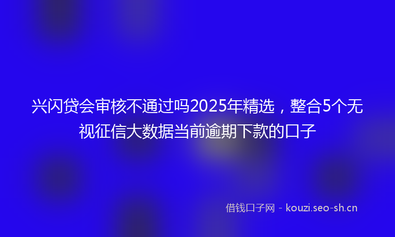 兴闪贷会审核不通过吗2025年精选，整合5个无视征信大数据当前逾期下款的口子