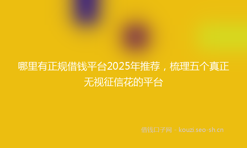 哪里有正规借钱平台2025年推荐，梳理五个真正无视征信花的平台
