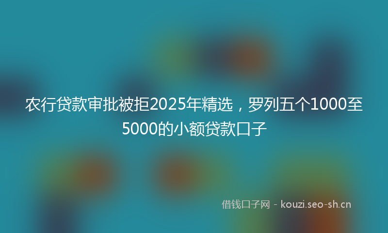 农行贷款审批被拒2025年精选，罗列五个1000至5000的小额贷款口子