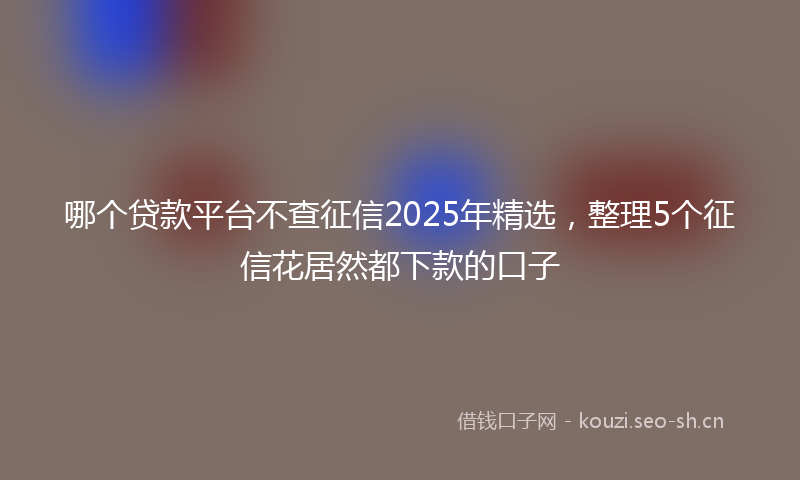 哪个贷款平台不查征信2025年精选，整理5个征信花居然都下款的口子