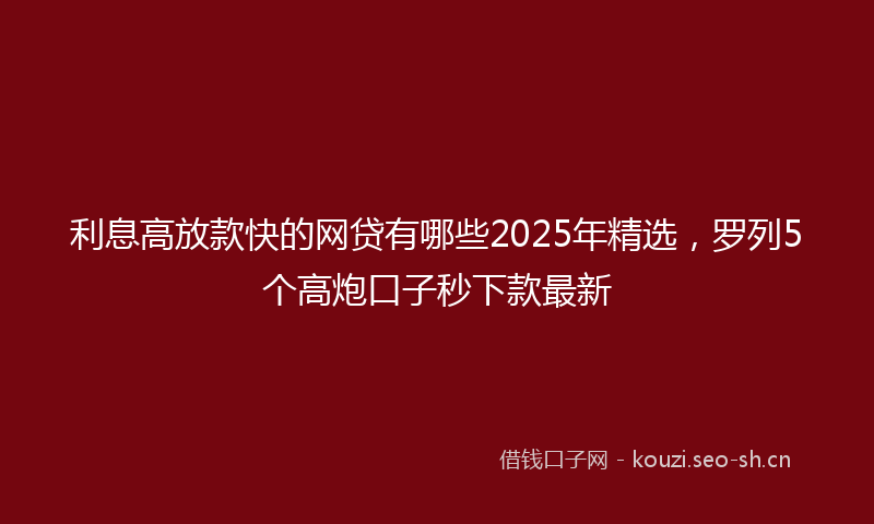 利息高放款快的网贷有哪些2025年精选，罗列5个高炮口子秒下款最新