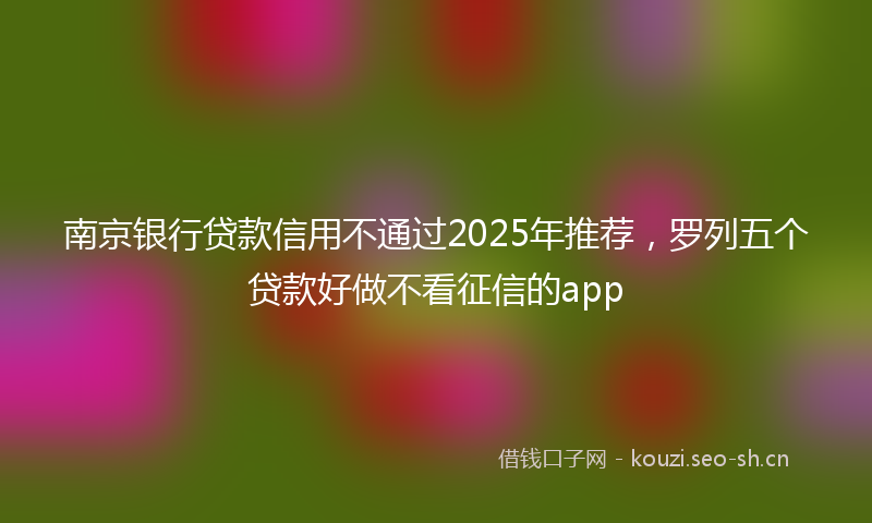 南京银行贷款信用不通过2025年推荐，罗列五个贷款好做不看征信的app