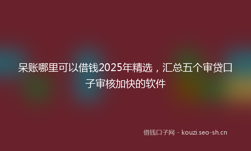 呆账哪里可以借钱2025年精选,汇总五个审贷口子审核加快的软件