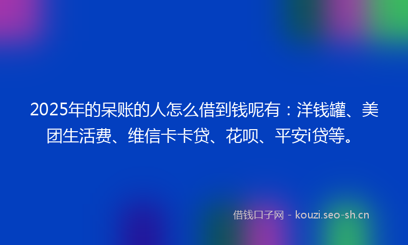 2025年的呆账的人怎么借到钱呢有：洋钱罐、美团生活费、维信卡卡贷、花呗、平安i贷等。