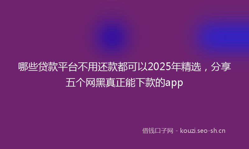 哪些贷款平台不用还款都可以2025年精选，分享五个网黑真正能下款的app