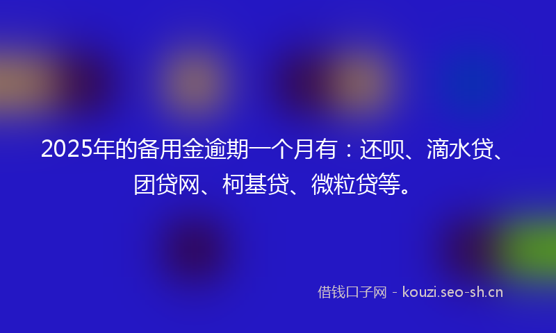 2025年的备用金逾期一个月有：还呗、滴水贷、团贷网、柯基贷、微粒贷等。