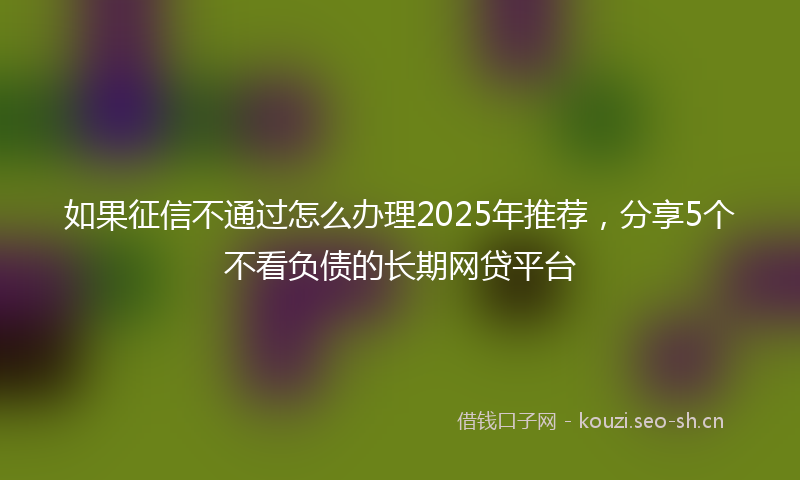 如果征信不通过怎么办理2025年推荐，分享5个不看负债的长期网贷平台