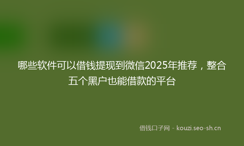 哪些软件可以借钱提现到微信2025年推荐，整合五个黑户也能借款的平台