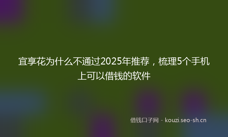 宜享花为什么不通过2025年推荐,梳理5个手机上可以借钱的软件