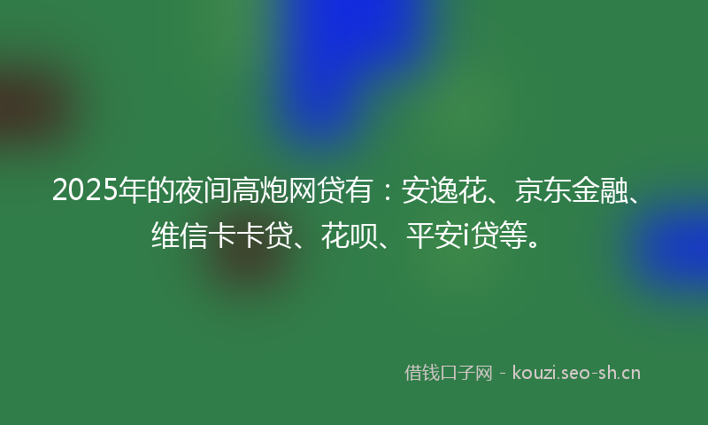 2025年的夜间高炮网贷有：安逸花、京东金融、维信卡卡贷、花呗、平安i贷等。