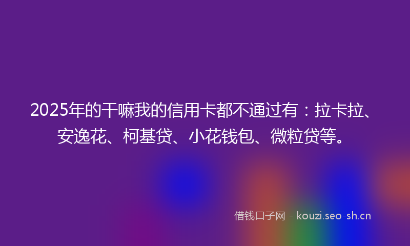 2025年的干嘛我的信用卡都不通过有：拉卡拉、安逸花、柯基贷、小花钱包、微粒贷等。