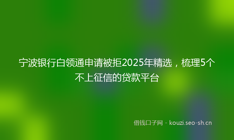 宁波银行白领通申请被拒2025年精选，梳理5个不上征信的贷款平台