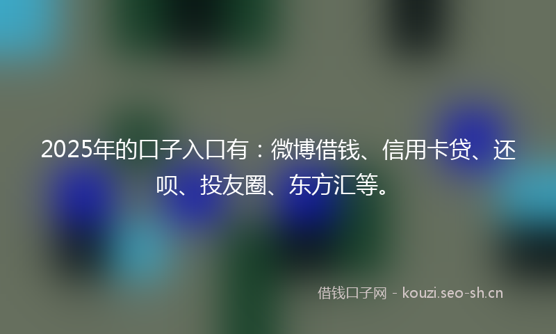 2025年的口子入口有：微博借钱、信用卡贷、还呗、投友圈、东方汇等。