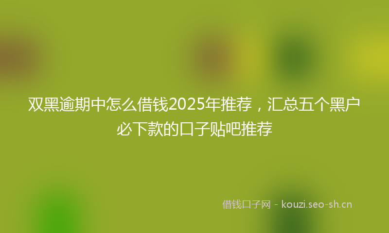 双黑逾期中怎么借钱2025年推荐，汇总五个黑户必下款的口子贴吧推荐