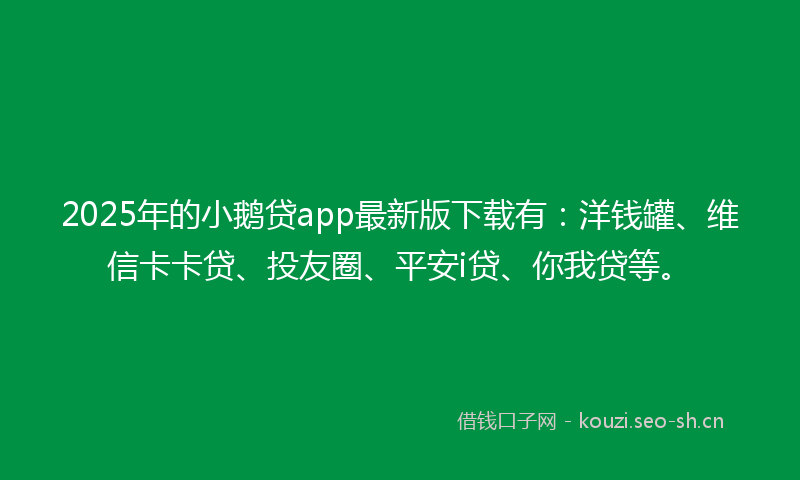 2025年的小鹅贷app最新版下载有：洋钱罐、维信卡卡贷、投友圈、平安i贷、你我贷等。