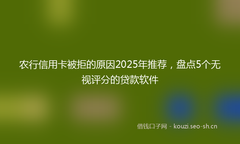 农行信用卡被拒的原因2025年推荐，盘点5个无视评分的贷款软件