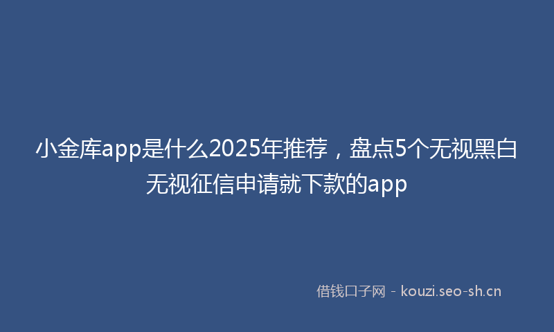 小金库app是什么2025年推荐，盘点5个无视黑白无视征信申请就下款的app