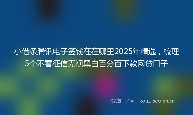 小借条腾讯电子签钱在在哪里2025年精选，梳理5个不看征信无视黑白百分百下款网贷口子