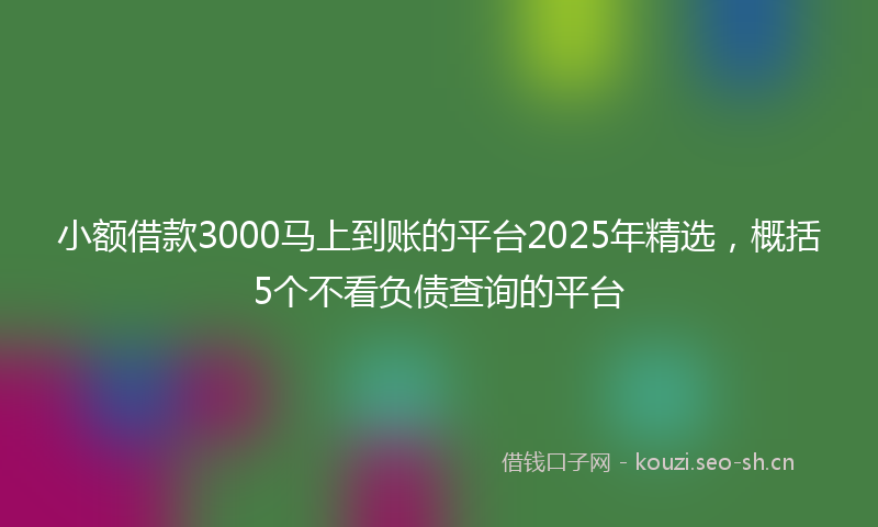 小额借款3000马上到账的平台2025年精选,概括5个不看负债查询的平台