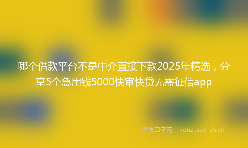 哪个借款平台不是中介直接下款2025年精选，分享5个急用钱5000快审快贷无需征信app