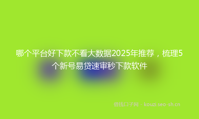 哪个平台好下款不看大数据2025年推荐，梳理5个新号易贷速审秒下款软件