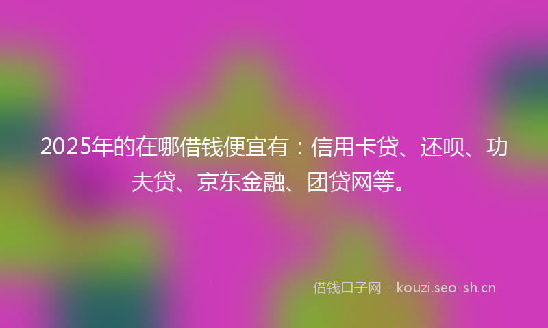 2025年的在哪借钱便宜有：信用卡贷、还呗、功夫贷、京东金融、团贷网等。