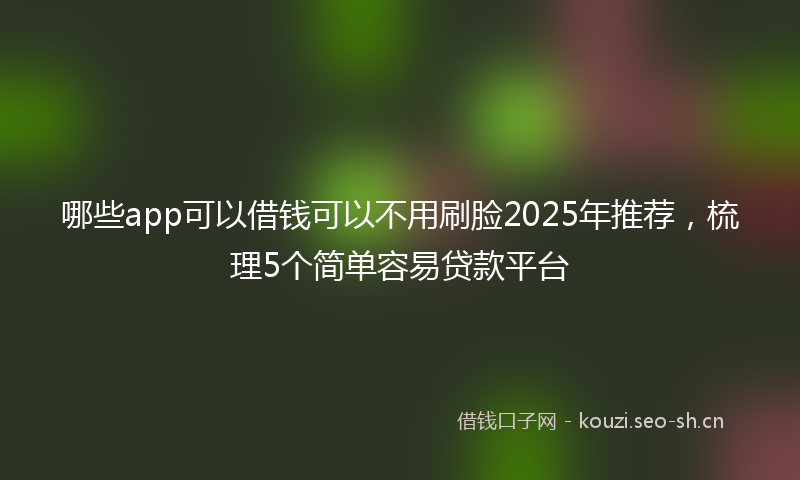 哪些app可以借钱可以不用刷脸2025年推荐，梳理5个简单容易贷款平台