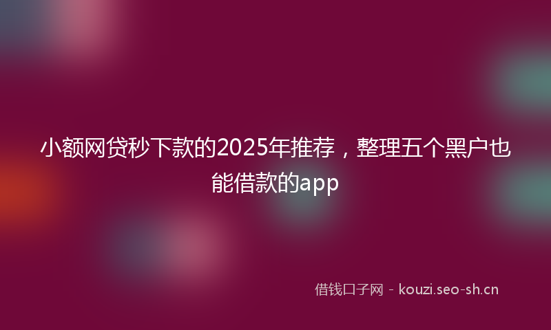 小额网贷秒下款的2025年推荐，整理五个黑户也能借款的app