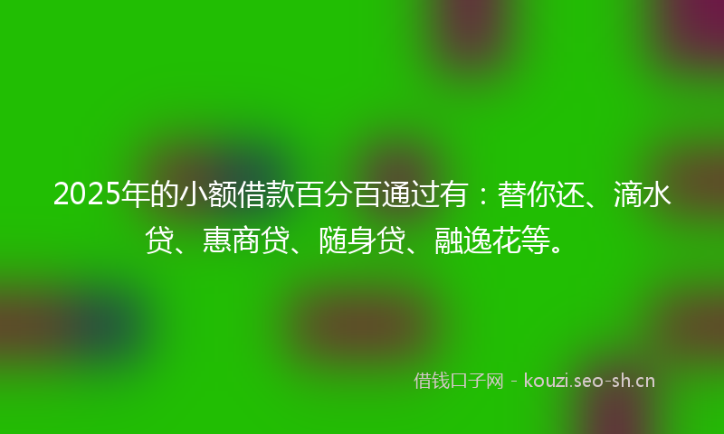 2025年的小额借款百分百通过有:替你还、滴水贷、惠商贷、随身贷、融逸花等。