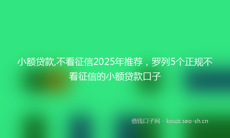 小额贷款,不看征信2025年推荐，罗列5个正规不看征信的小额贷款口子