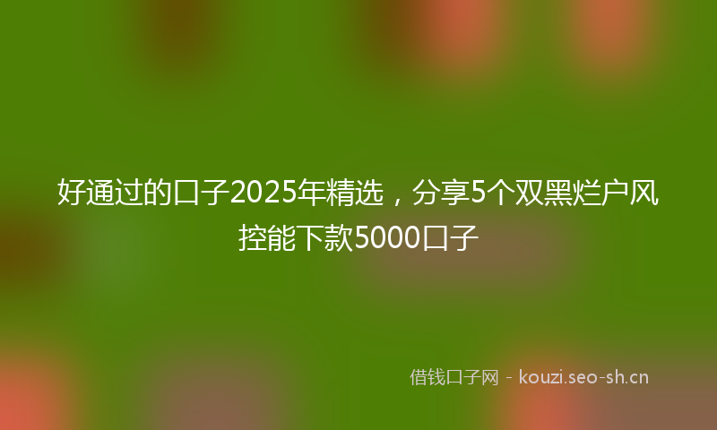好通过的口子2025年精选，分享5个双黑烂户风控能下款5000口子