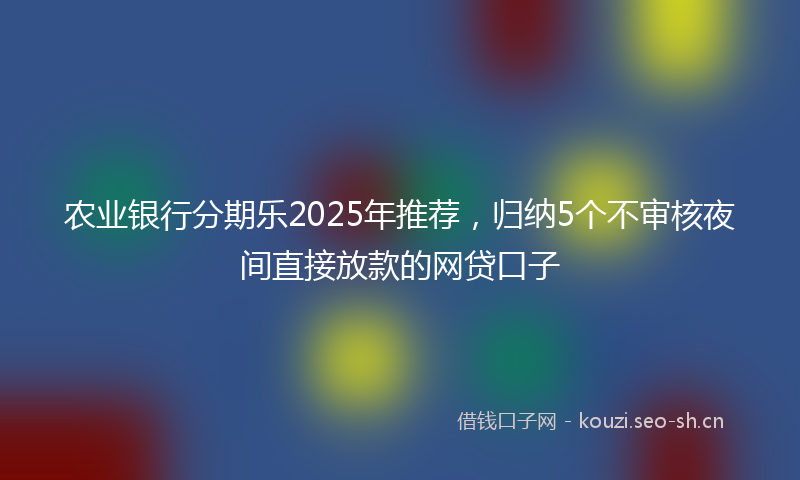 农业银行分期乐2025年推荐，归纳5个不审核夜间直接放款的网贷口子
