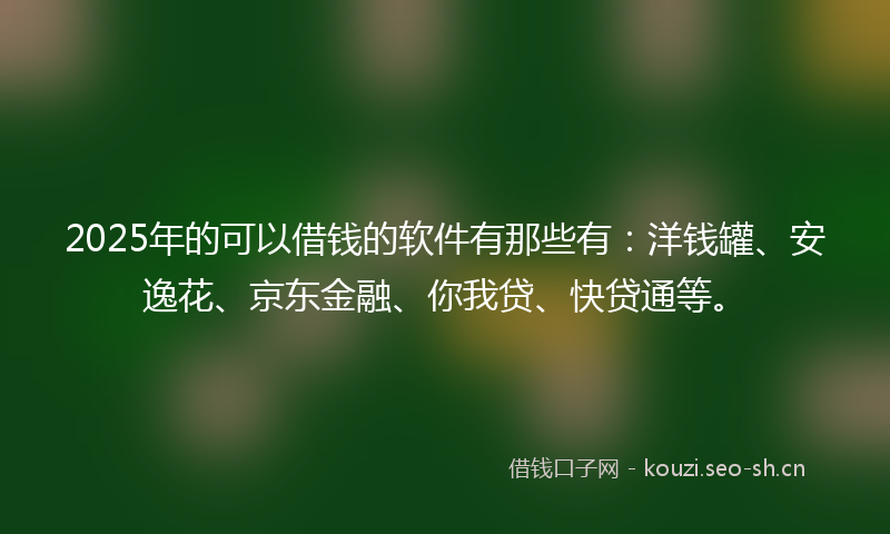 2025年的可以借钱的软件有那些有：洋钱罐、安逸花、京东金融、你我贷、快贷通等。