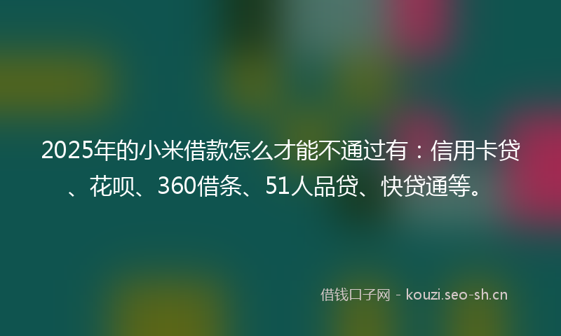 2025年的小米借款怎么才能不通过有：信用卡贷、花呗、360借条、51人品贷、快贷通等。