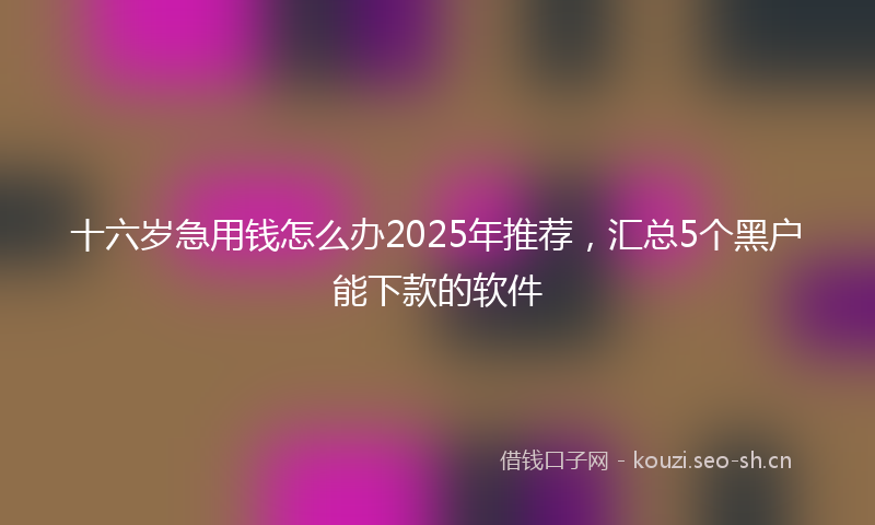 十六岁急用钱怎么办2025年推荐，汇总5个黑户能下款的软件